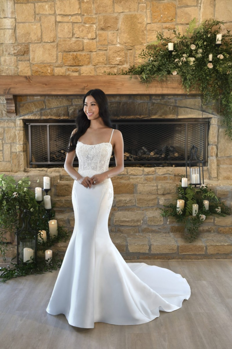 Lauren Elaine Splendor | Crystal appliqué bustier mermaid wedding gown
